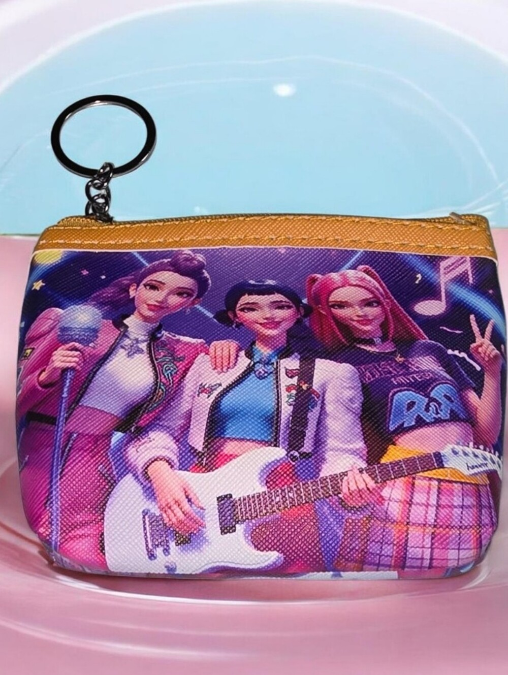 #B60 K-pop Girls' Pink Graphic Keychain Coin Purse